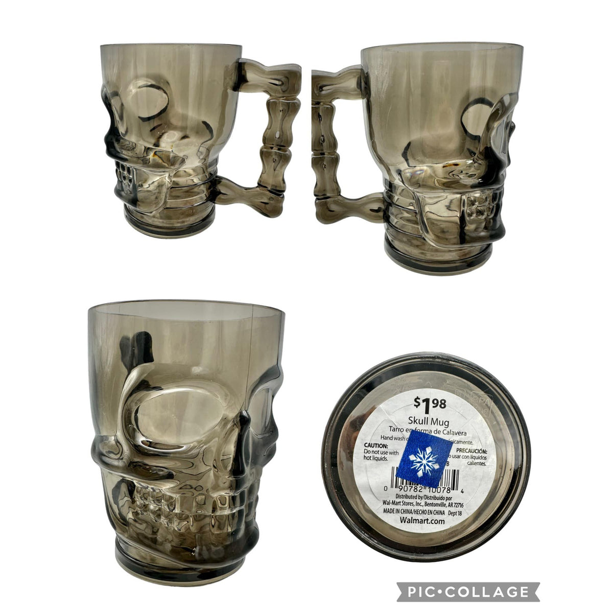 Skull Mug Black Plastic 19 oz Fun Halloween Decor