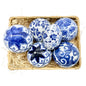 Set Of 6 Blue and White Porcelain Decorative Orbs and Egg Floral Design NO BOX
