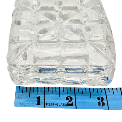 Vintage Cut Glass Rectangular Serving Tray 8 x 3 Diamond Pattern Rolled Edges