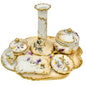 19th Century CFH GDM France Porcelain 7 pc Dresser Set Hand-Painted Floral+Gold