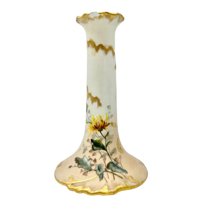 19th Century CFH GDM France Porcelain 7 pc Dresser Set Hand-Painted Floral+Gold