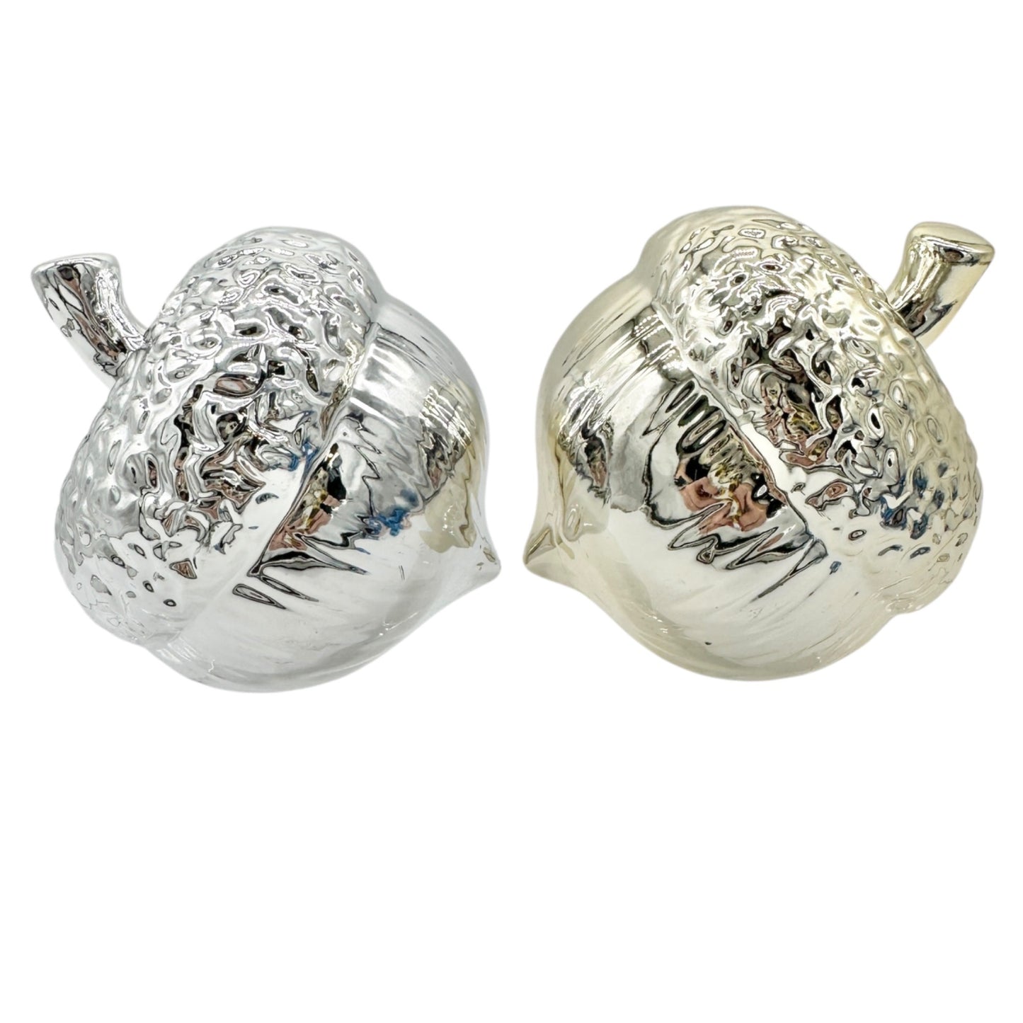 Silver and Gold Acorn-Shaped Decorative Figurines With Textured Finish Autumn