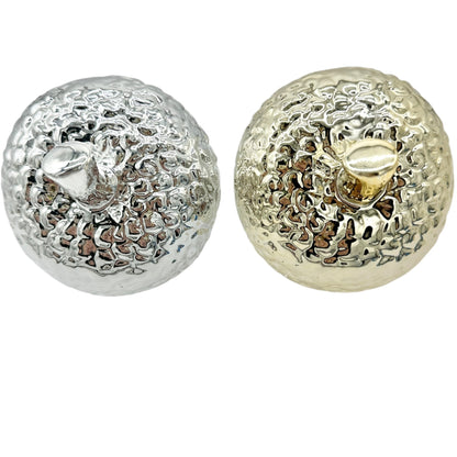 Silver and Gold Acorn-Shaped Decorative Figurines With Textured Finish Autumn