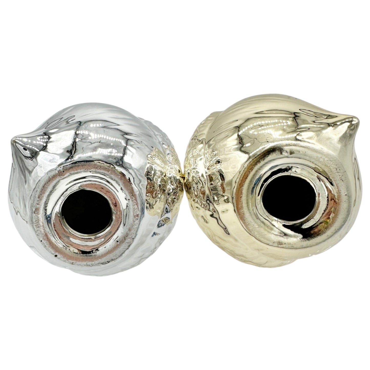 Silver and Gold Acorn-Shaped Decorative Figurines With Textured Finish Autumn