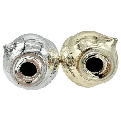 Silver and Gold Acorn-Shaped Decorative Figurines With Textured Finish Autumn