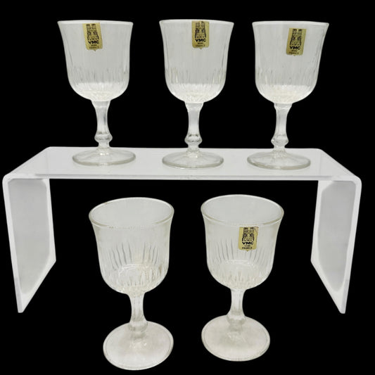 Vintage VMC Reims France Set of 5 Crystal Cordial Liqueur Glasses 3.5" Tall
