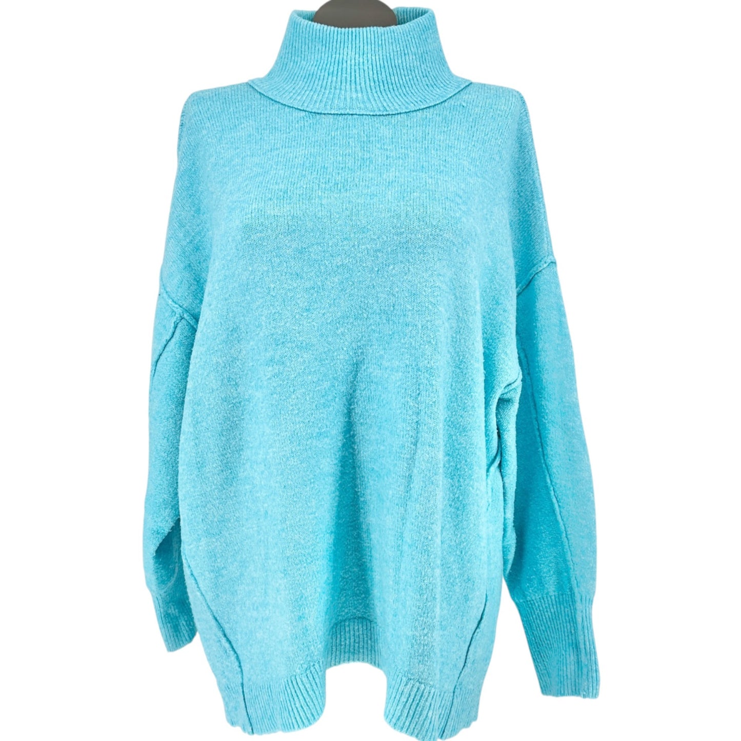 Cabana Sweater Womens 1X Sky Blue Turtleneck Sweater Acrylic Blend Crown & Ivy