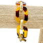 Tortoise Shell and Gold Tone Acrylic Link Bracelet With Toggle Clasp 7 Inch Long