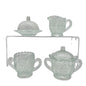 Vintage 4 Piece Childrens Tableware Set Arrowhead In Ovals Clear Glass