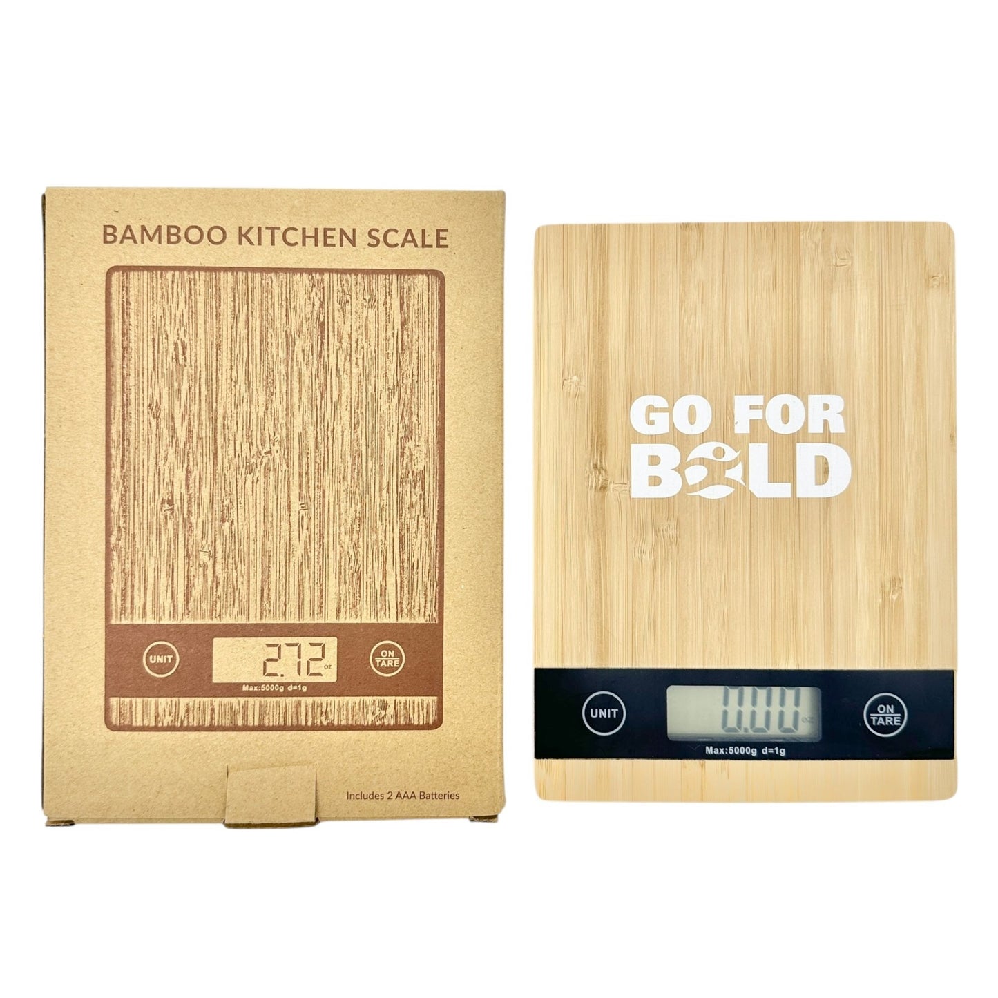 Bamboo Kitchen Scale Go For Bold Digital Display 5000g Capacity Battery Powered
