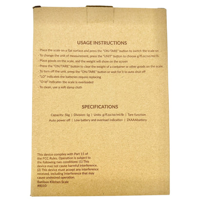 Bamboo Kitchen Scale Go For Bold Digital Display 5000g Capacity Battery Powered