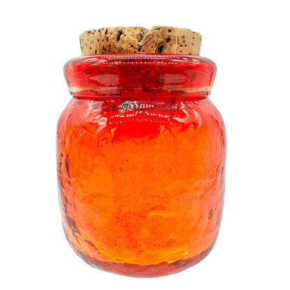 Blinko Jar Red Glass with Cork Stopper 3 Inch Handblown Style Textured Finish