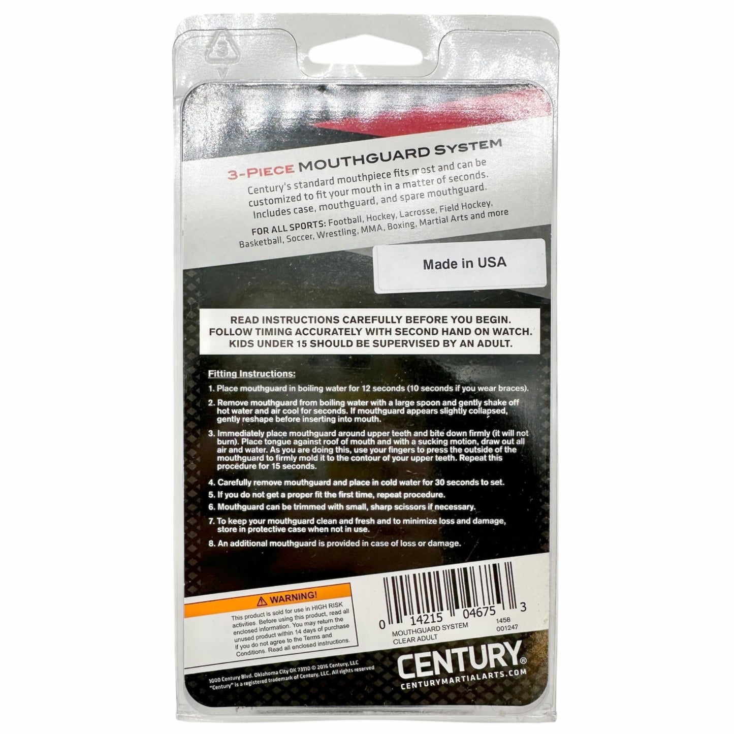 Century Adult 3 Pc Mouthguard System Boil-And-Bite Fit Case 2 Mouthguards NIP