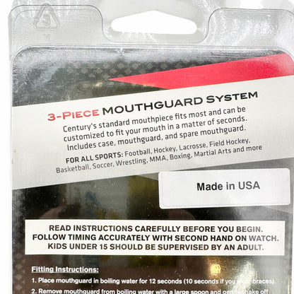 Century Adult 3 Pc Mouthguard System Boil-And-Bite Fit Case 2 Mouthguards NIP