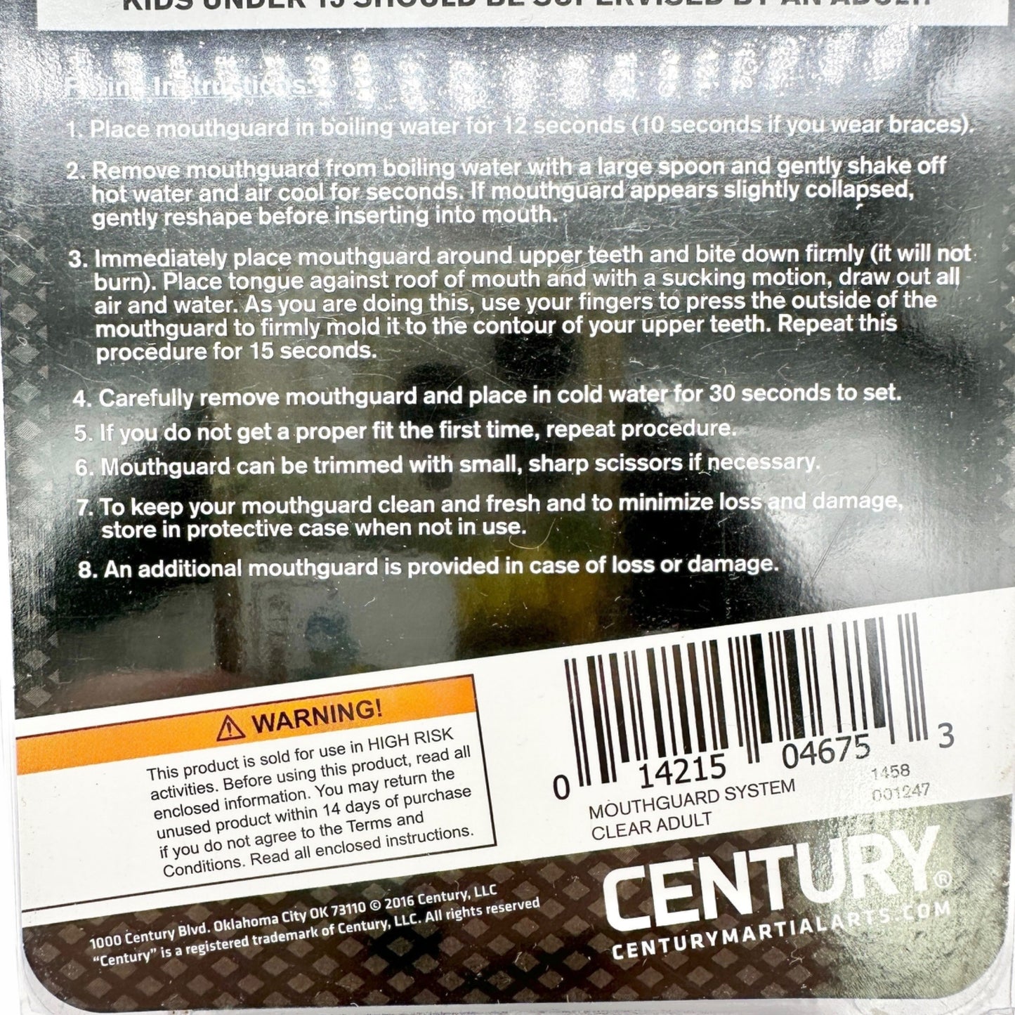 Century Adult 3 Pc Mouthguard System Boil-And-Bite Fit Case 2 Mouthguards NIP