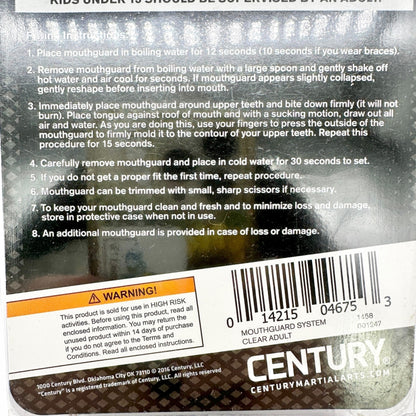 Century Adult 3 Pc Mouthguard System Boil-And-Bite Fit Case 2 Mouthguards NIP