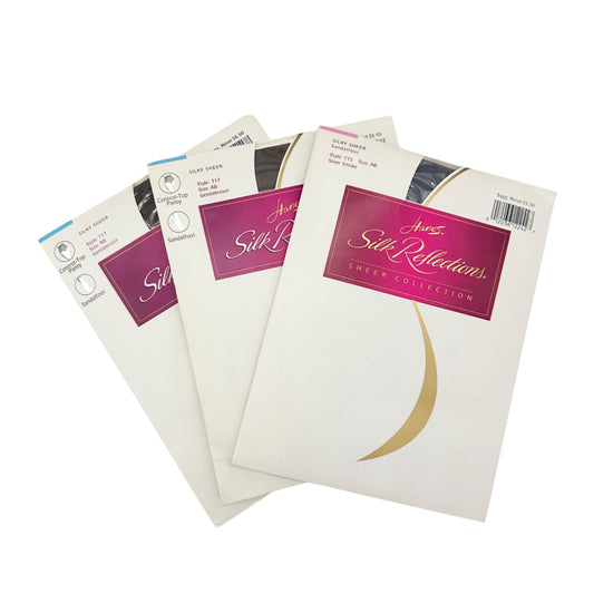 3pk Hanes Silk Reflections Sheer Pantyhose Size AB 2 Silver Smoke 1 Gentle Brown