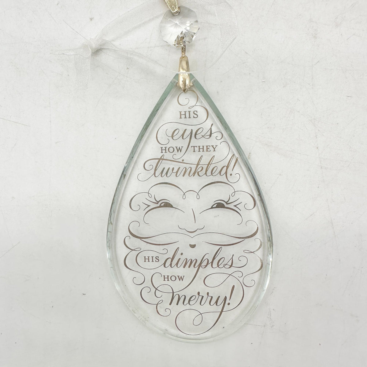 Hallmark Keepsake 2011 Jolly Santa Glass Ornament With Metallic Script Christmas
