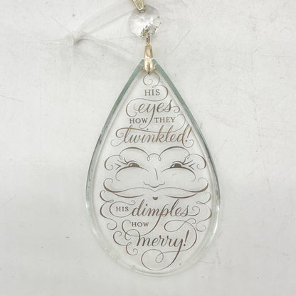 Hallmark Keepsake 2011 Jolly Santa Glass Ornament With Metallic Script Christmas