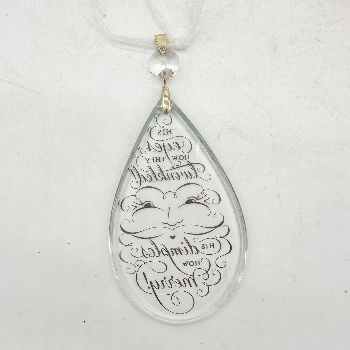 Hallmark Keepsake 2011 Jolly Santa Glass Ornament With Metallic Script Christmas