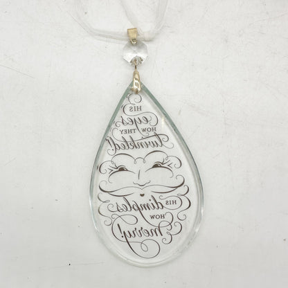 Hallmark Keepsake 2011 Jolly Santa Glass Ornament With Metallic Script Christmas
