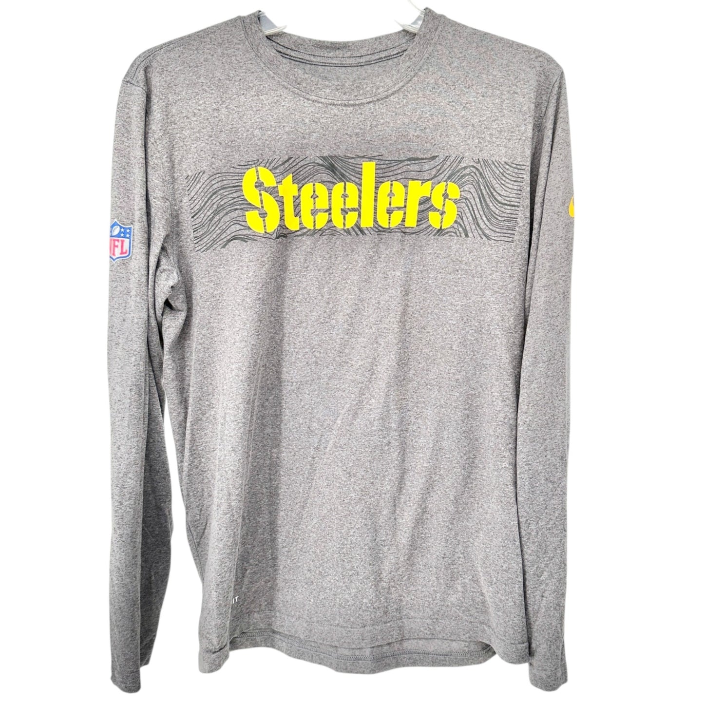 Pittsburgh Steelers Nike Dri-Fit Tshirt M Gray Long Sleeve NFL On Field Apparel