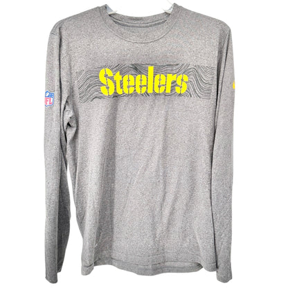 Pittsburgh Steelers Nike Dri-Fit Tshirt M Gray Long Sleeve NFL On Field Apparel