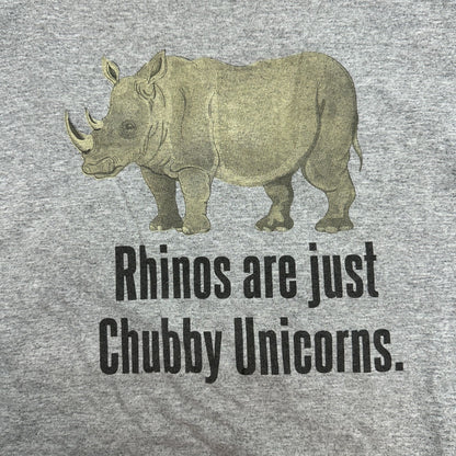 Rhinos Are Just Chubby Unicorns Funny Graphic T Shirt 3XL Gray Gildan Hvy Cotton