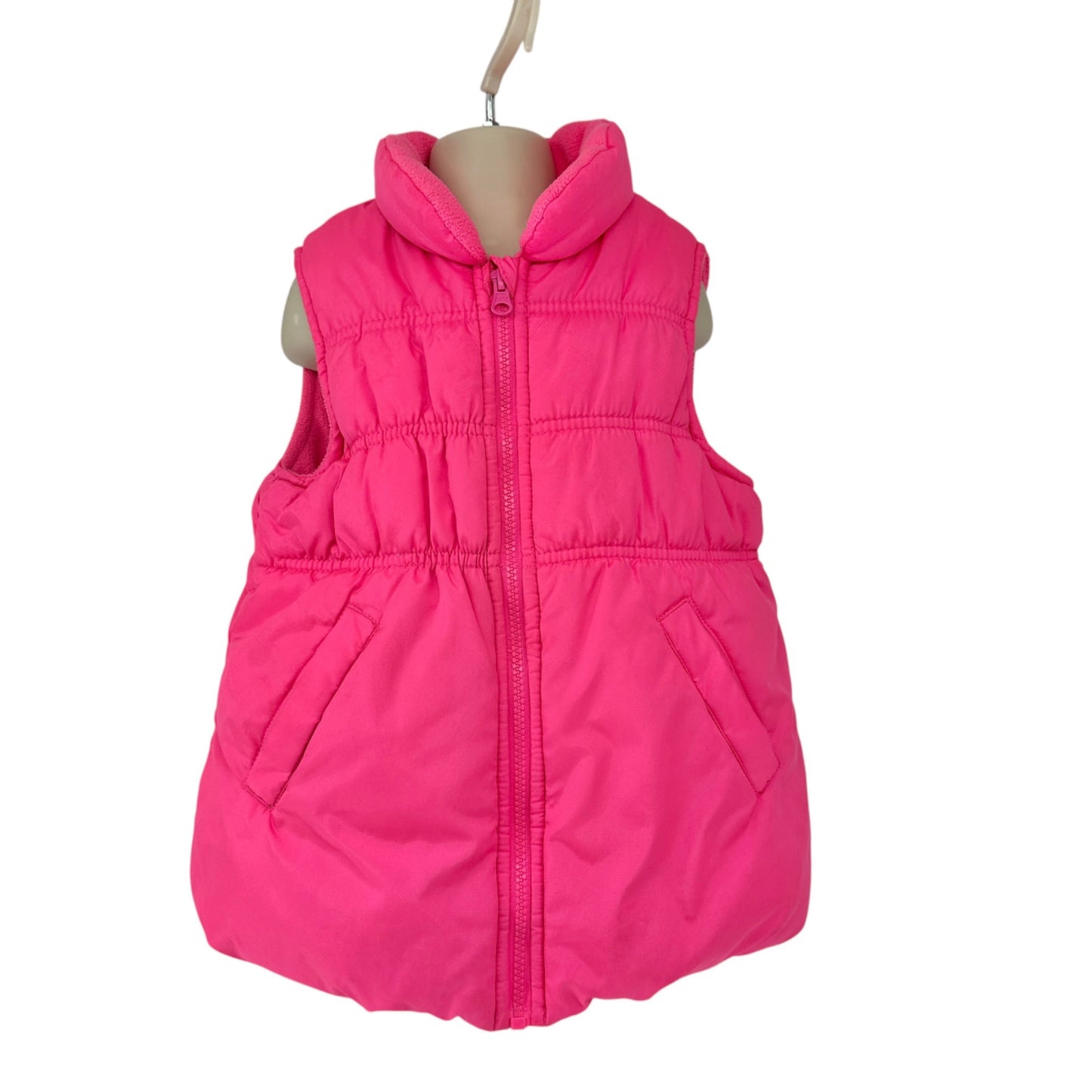 OshKosh Bgosh Puffer Vest Kids Size 5 Solid Pink With Zipper and Pockets