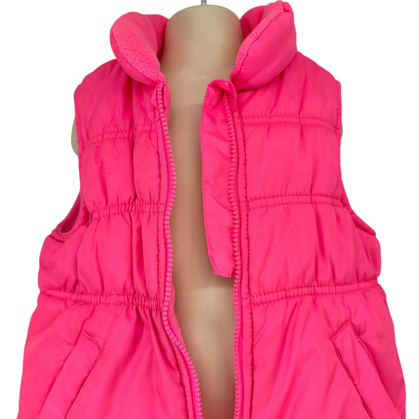 OshKosh Bgosh Puffer Vest Kids Size 5 Solid Pink With Zipper and Pockets