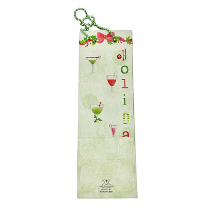 Holiday Bottle Gift Bag 15 inch Paper Green Drink Glasses
