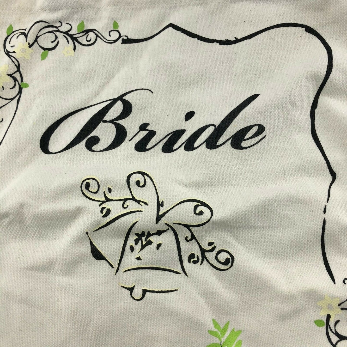 Canvas Bride Tote Bag Black Off White Wedding Bells Medium Ceremony