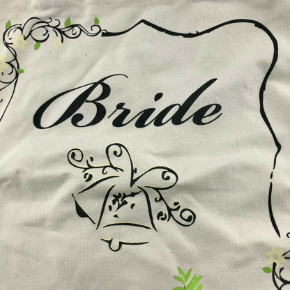 Canvas Bride Tote Bag Black Off White Wedding Bells Medium Ceremony