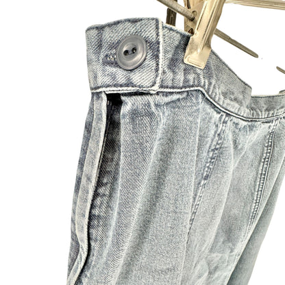 LL Bean Womens Denim Midi Skirt Light Wash Size 16 Regular Side Zip and Button