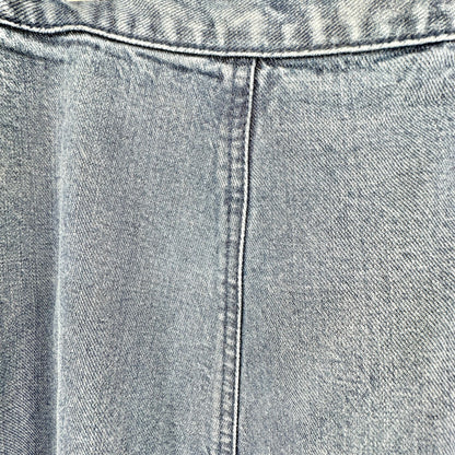 LL Bean Womens Denim Midi Skirt Light Wash Size 16 Regular Side Zip and Button
