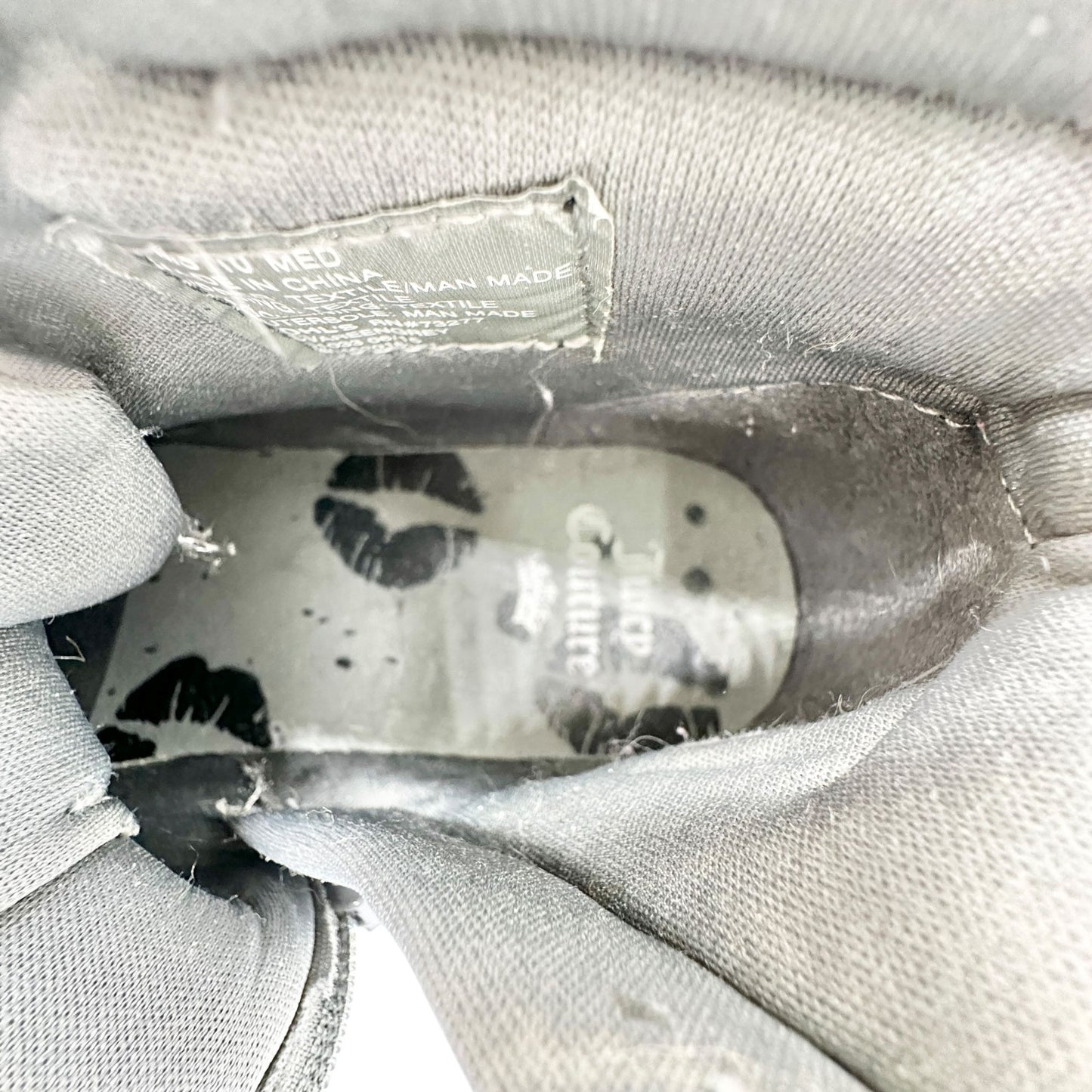 Juicy Couture Quilted High-Top Sneakers Womens Sz 10 Gray Faux Leather Side Zip