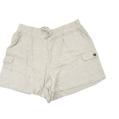 Marissa Olivia Shorts Womens 3X Oatmeal Drawstring Linen-Blend With Pockets