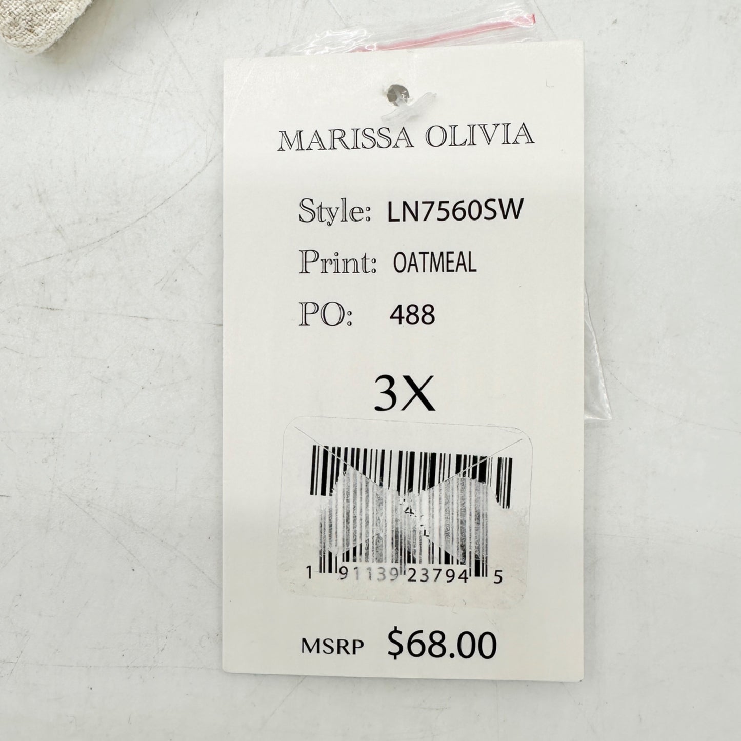 Marissa Olivia Shorts Womens 3X Oatmeal Drawstring Linen-Blend With Pockets