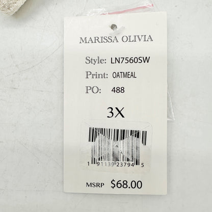 Marissa Olivia Shorts Womens 3X Oatmeal Drawstring Linen-Blend With Pockets