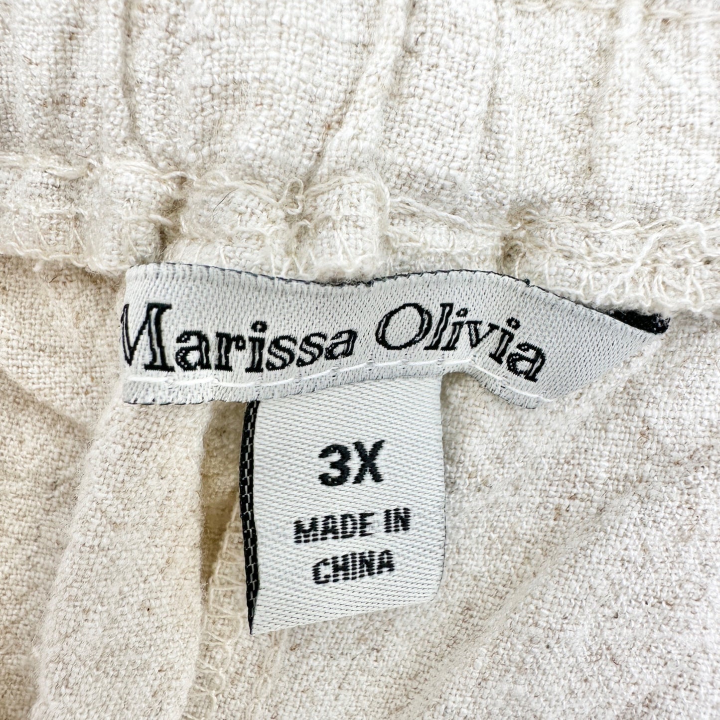 Marissa Olivia Shorts Womens 3X Oatmeal Drawstring Linen-Blend With Pockets