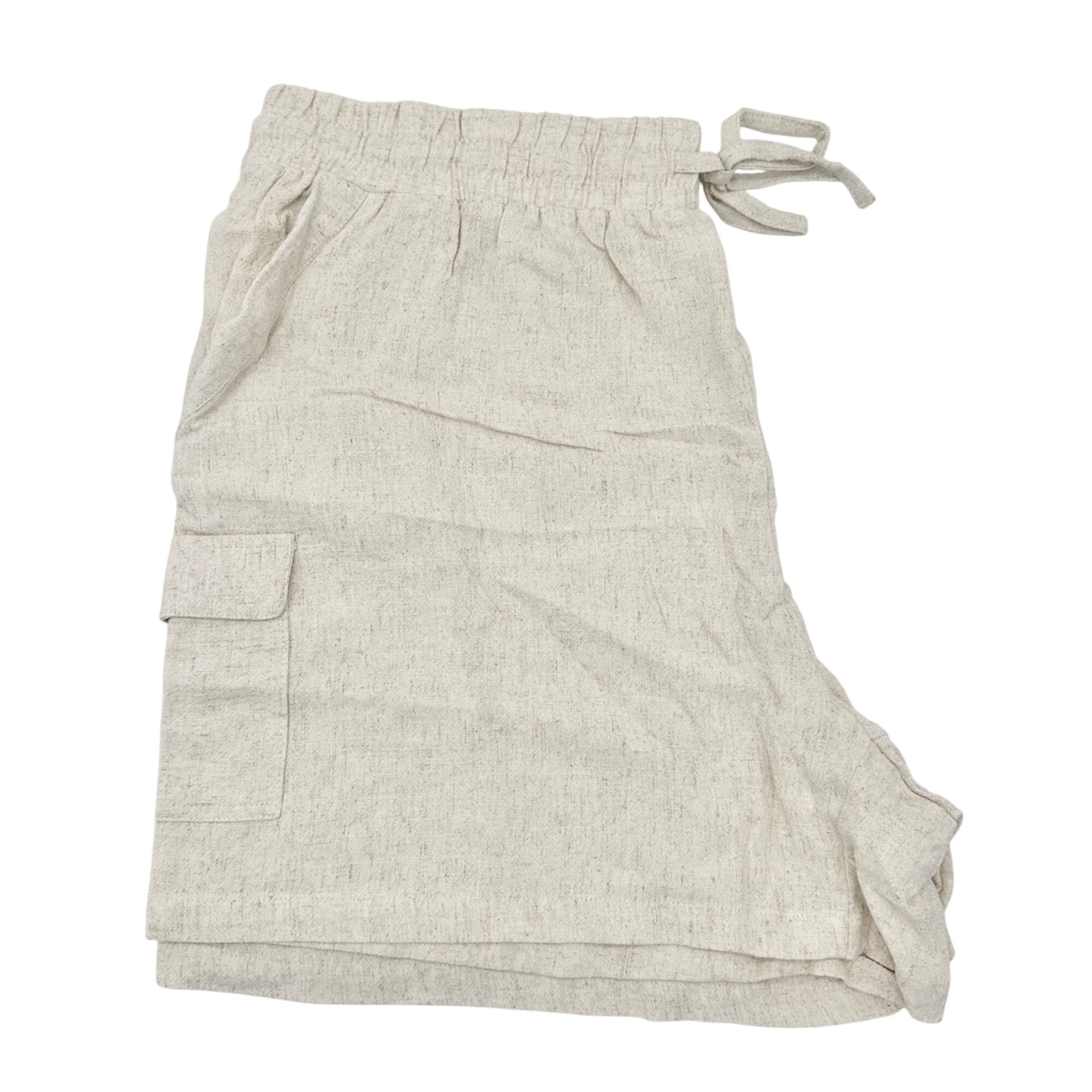 Marissa Olivia Shorts Womens 3X Oatmeal Drawstring Linen-Blend With Pockets