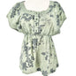 Venezia Blouse Womens 18/20 Green Floral Print Short Sleeve Elastic High Waist