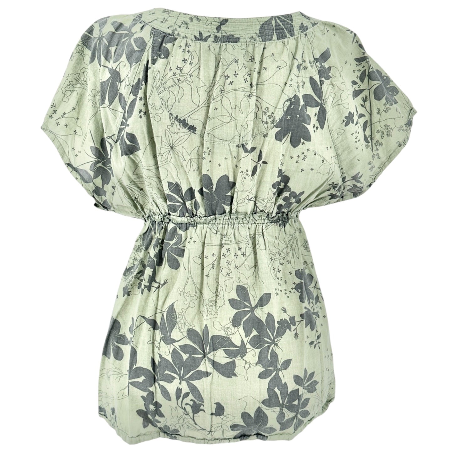 Venezia Blouse Womens 18/20 Green Floral Print Short Sleeve Elastic High Waist