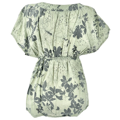 Venezia Blouse Womens 18/20 Green Floral Print Short Sleeve Elastic High Waist