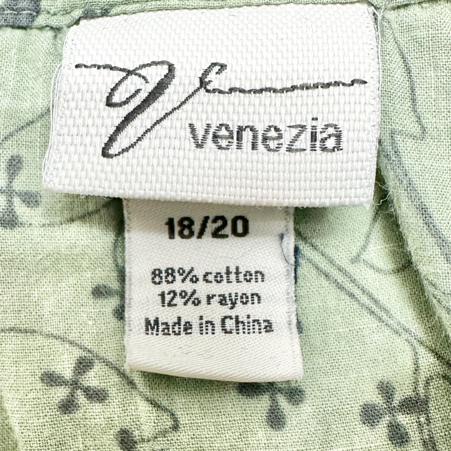 Venezia Blouse Womens 18/20 Green Floral Print Short Sleeve Elastic High Waist
