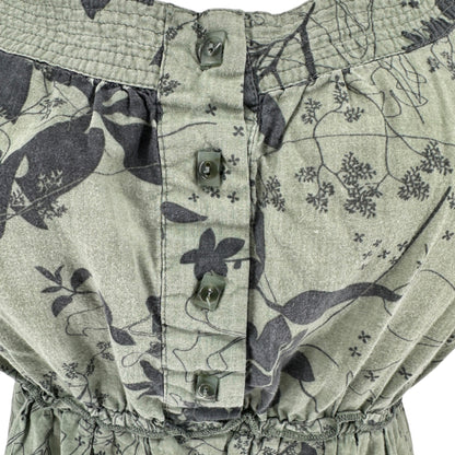 Venezia Blouse Womens 18/20 Green Floral Print Short Sleeve Elastic High Waist