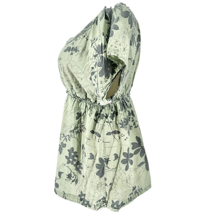Venezia Blouse Womens 18/20 Green Floral Print Short Sleeve Elastic High Waist
