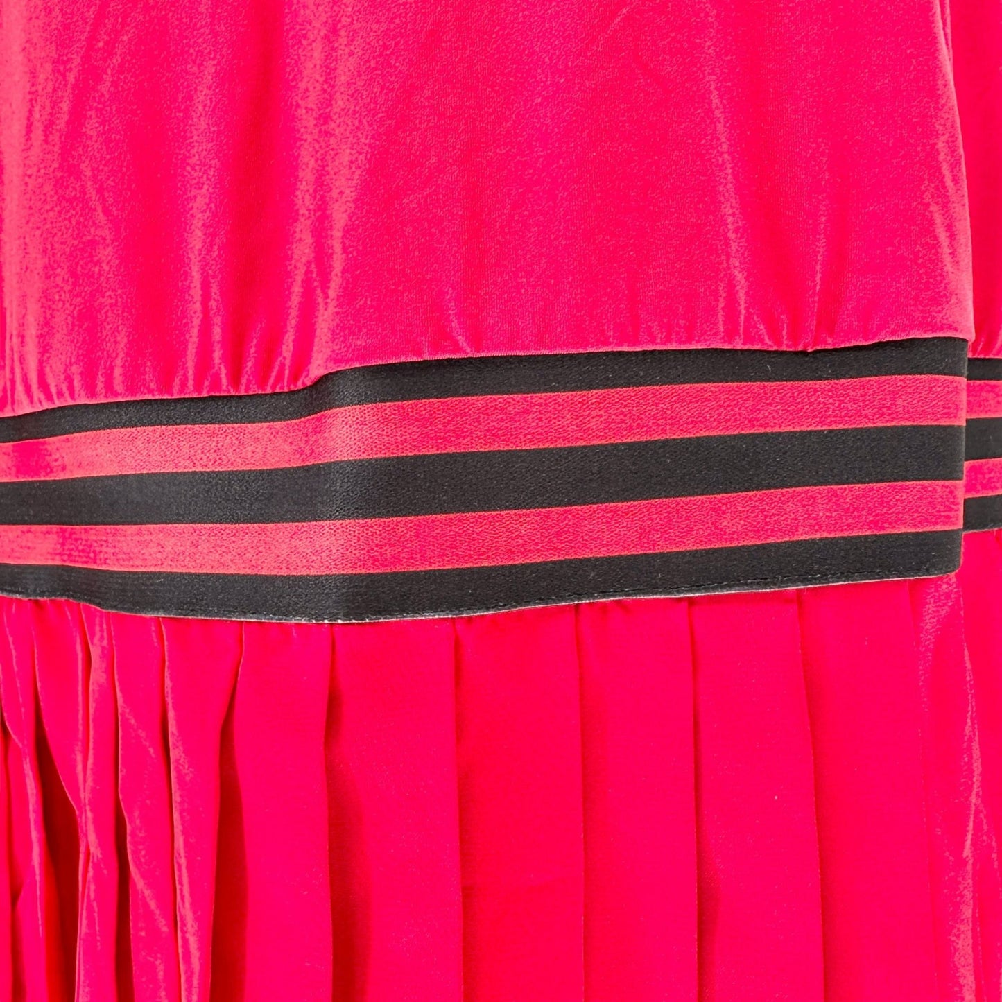 Vintage Inspired Red Sleeveless Dress XXL Striped V-Neck Waistband Pleated Skirt