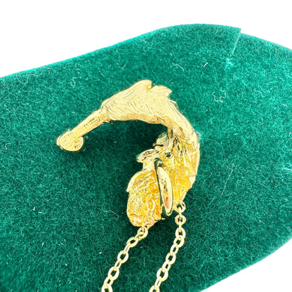 Angel Feather Necklace Austrian Crystal Gold Tone Vernon Wilson Signature in Box