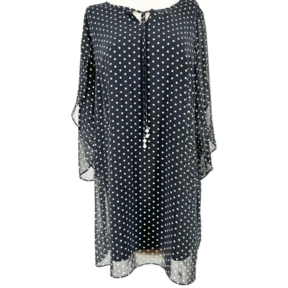 Fashionable Layered Dress Size 20 Black White Polka Dot Pearl Tie Neck Roz & Ali